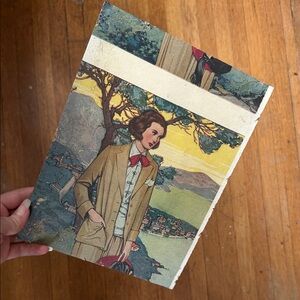 Vintage Art Deco Print with Brown and Red Hues